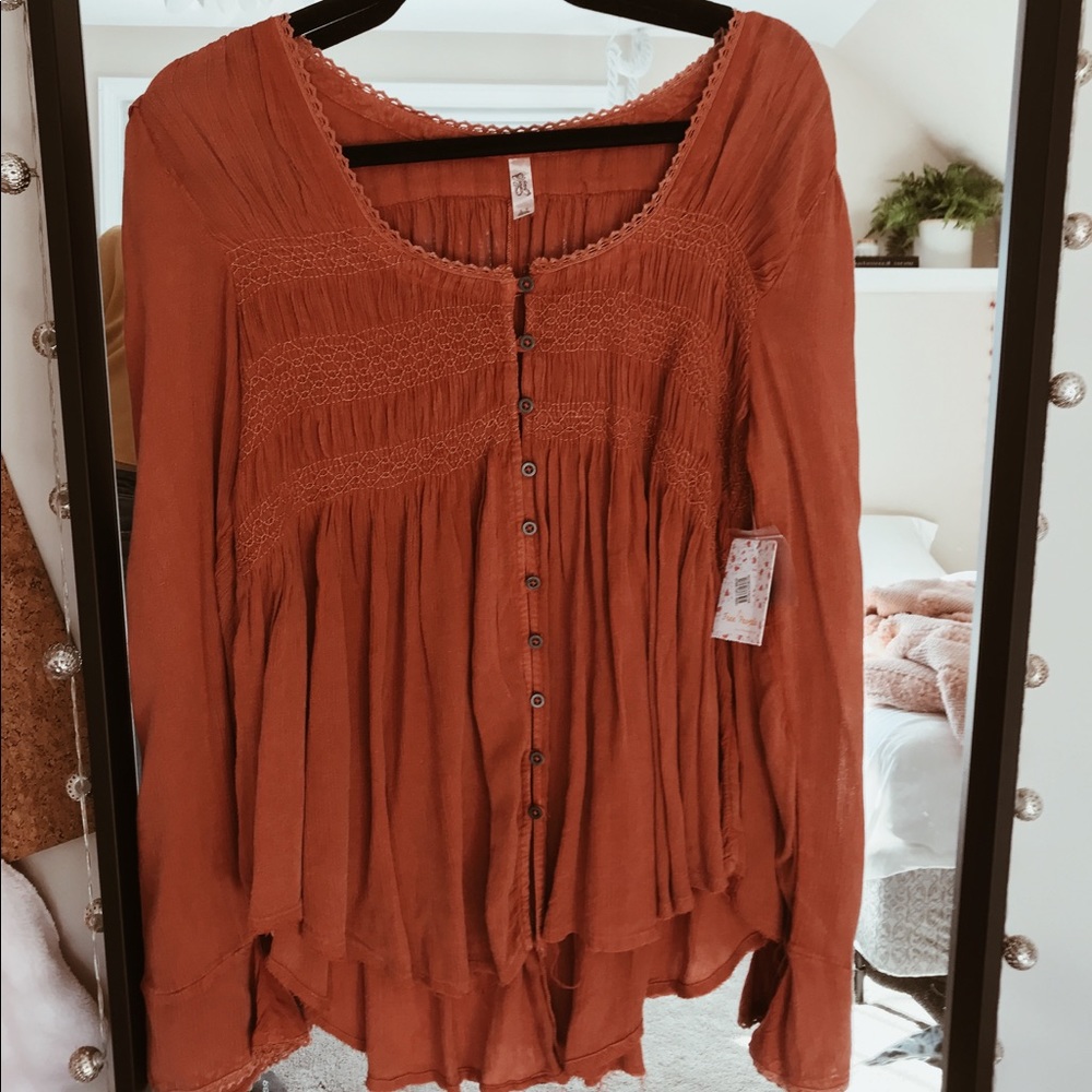 Women’s free people long-sleeve woven blouse